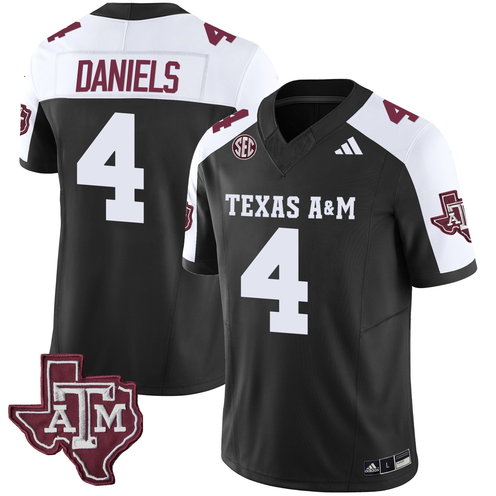Men Texas A&M Aggies #4 Daniels Black 2024 Vapor Limited NCAA Jersey